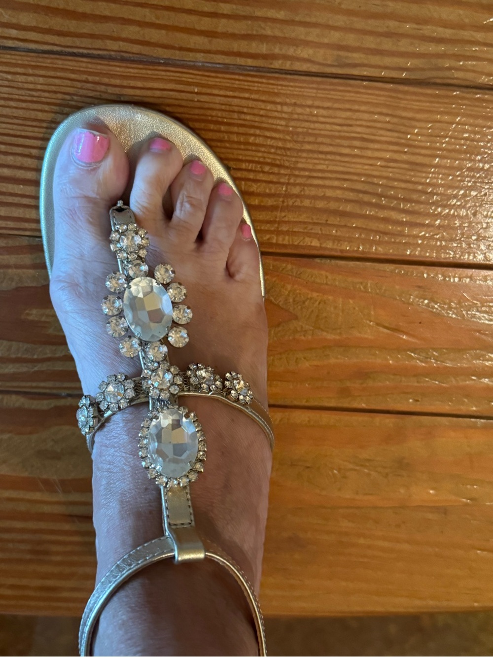 Lilly Pulitzer Gold Jeweled T-Strap Wedge Sandals - Picture 5 of 7